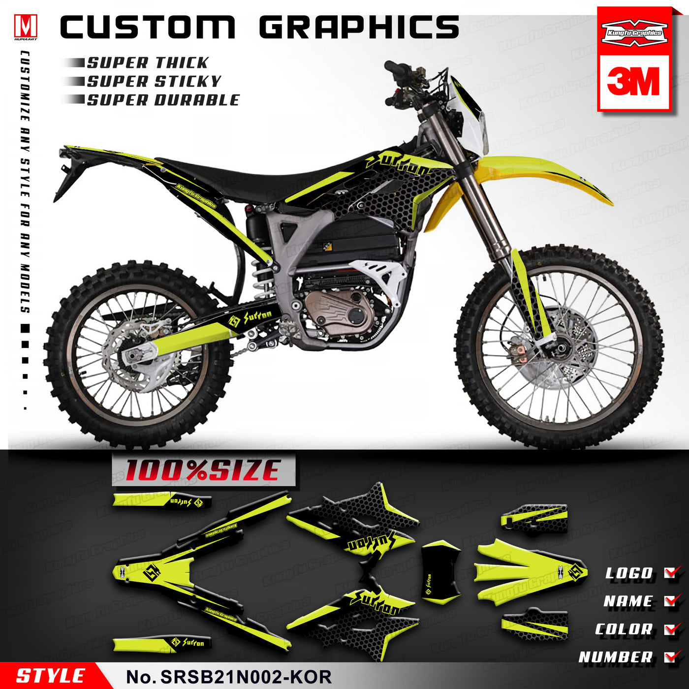 Surron Graphics Surron Dirt Bike Graphics Custom Decal Kit for the Sur-Ron Storm Bee ...