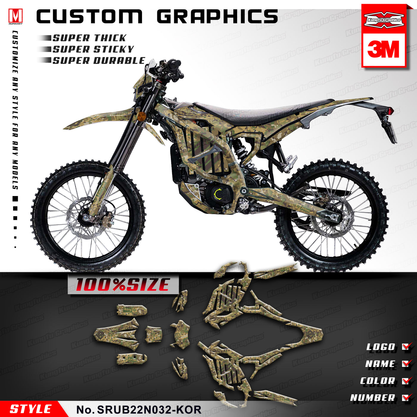 Surron Dirt Bike Graphics Custom Decal Kit for the Sur-Ron Ultra Bee