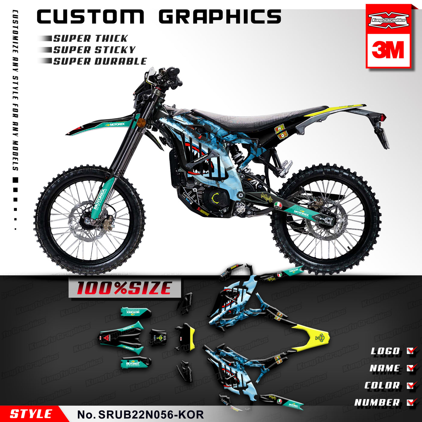 Surron Graphics Sur-Ron Ultra Bee Dirt Bike Graphics Custom Decal Kit – Mokdern Cycle