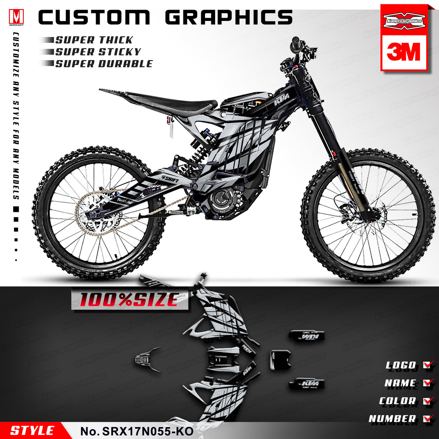 Surron Monster Graphics Surron Dirt Bike Graphics Custom Decal Kit for the Sur-Ron X – Mokdern ...