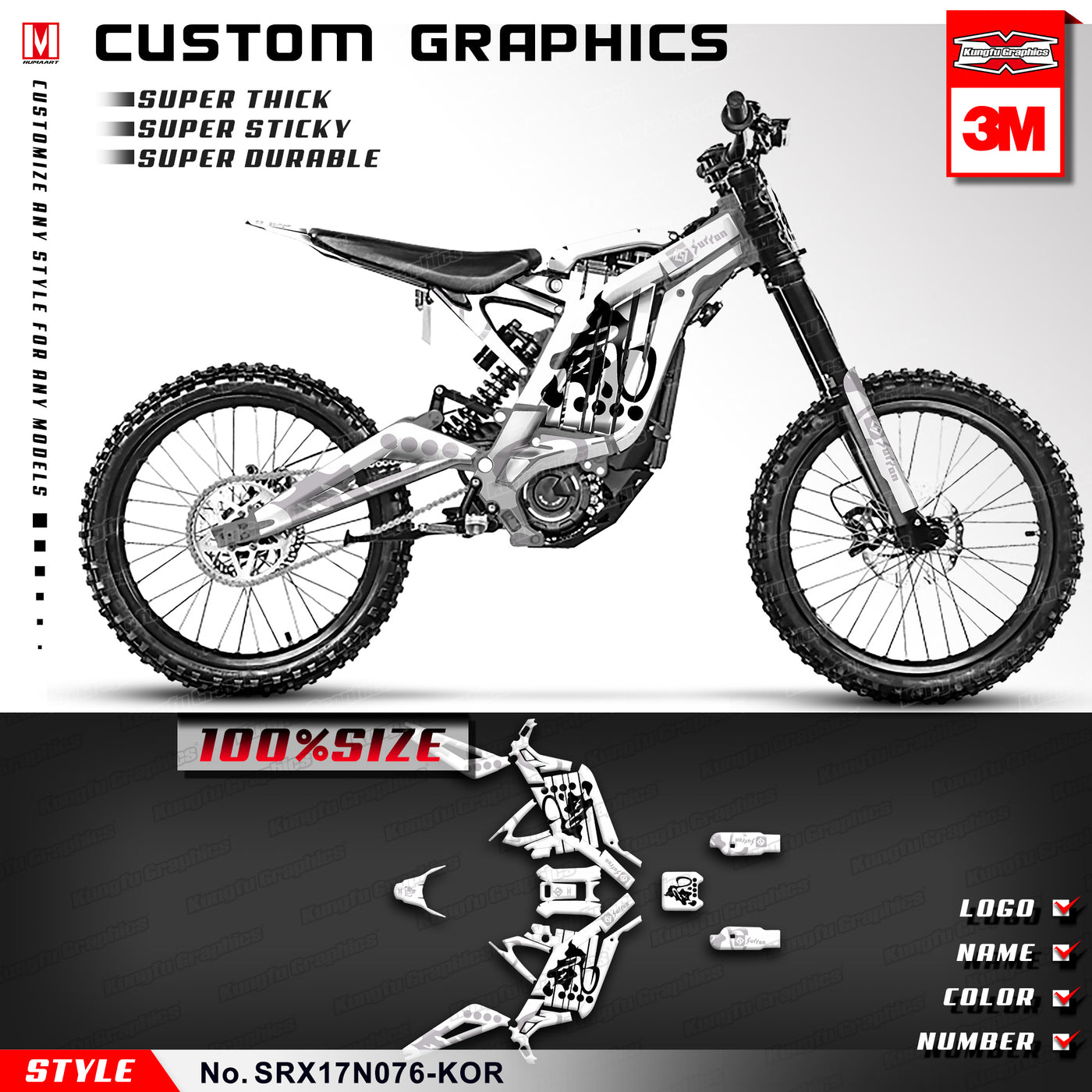Surron Graphics Surron Dirt Bike Graphics Custom Decal Kit for the Sur-Ron X – Mokdern ...