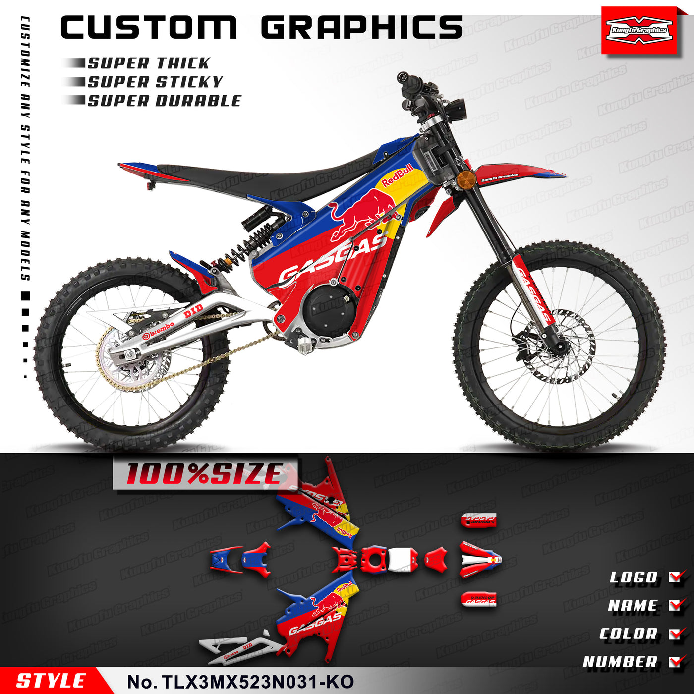 Graphics Custom Decal Kit for Talaria Dirt Bike X3 XXX