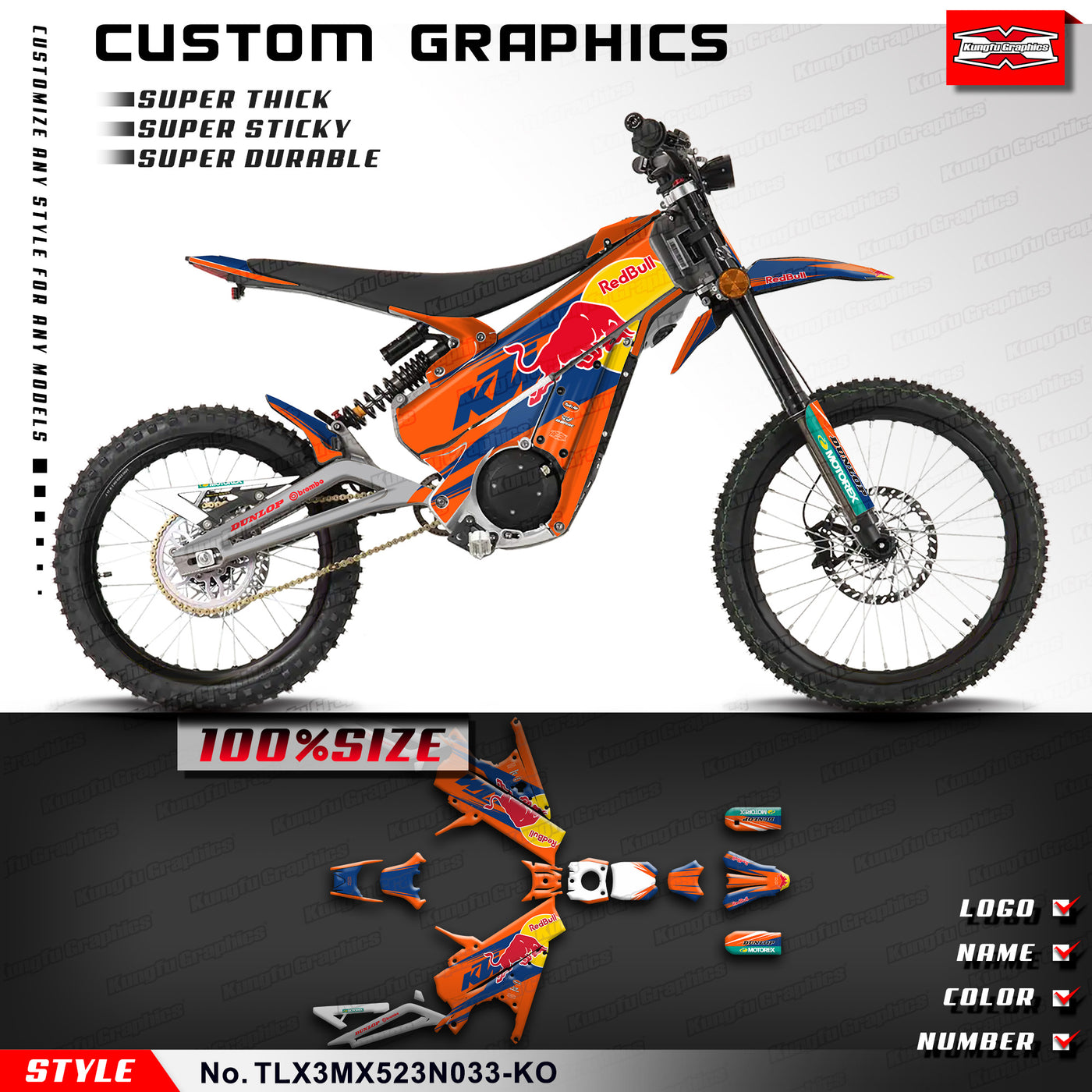 Graphics Custom Decal Kit for Talaria Dirt Bike X3 XXX